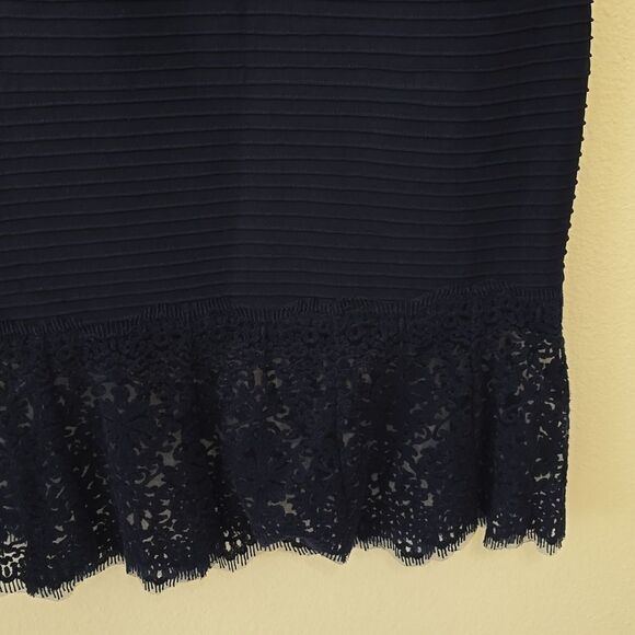 Tadashi Women’s Shoji Navy Lace Ribbed Cocktail Dress Size Large - EUC! - Picture 3 of 9